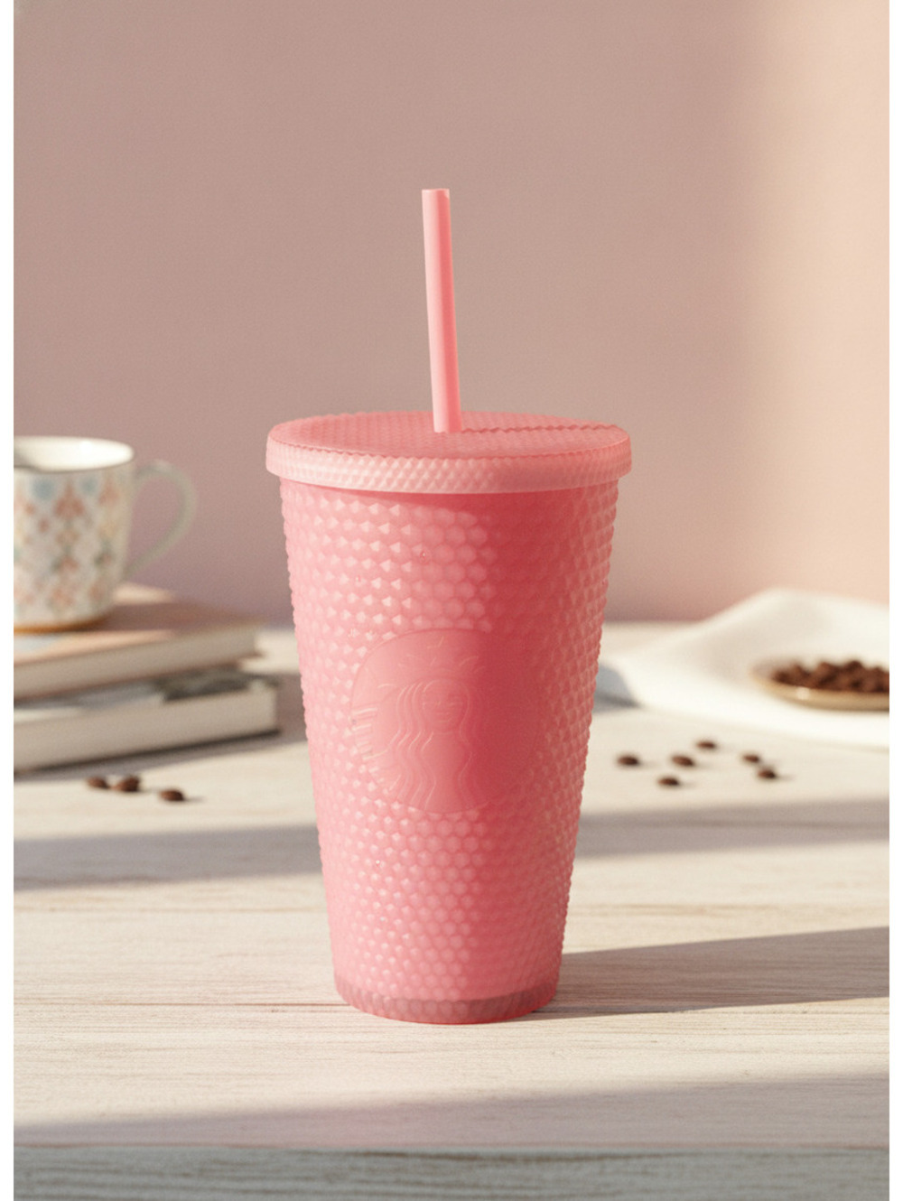 Starbucks Pink Textured 16 oz Tumbler with Straw